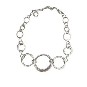 Nordstrom Necklace Silver Plated Graduated Size Hammered Circle Links 17"